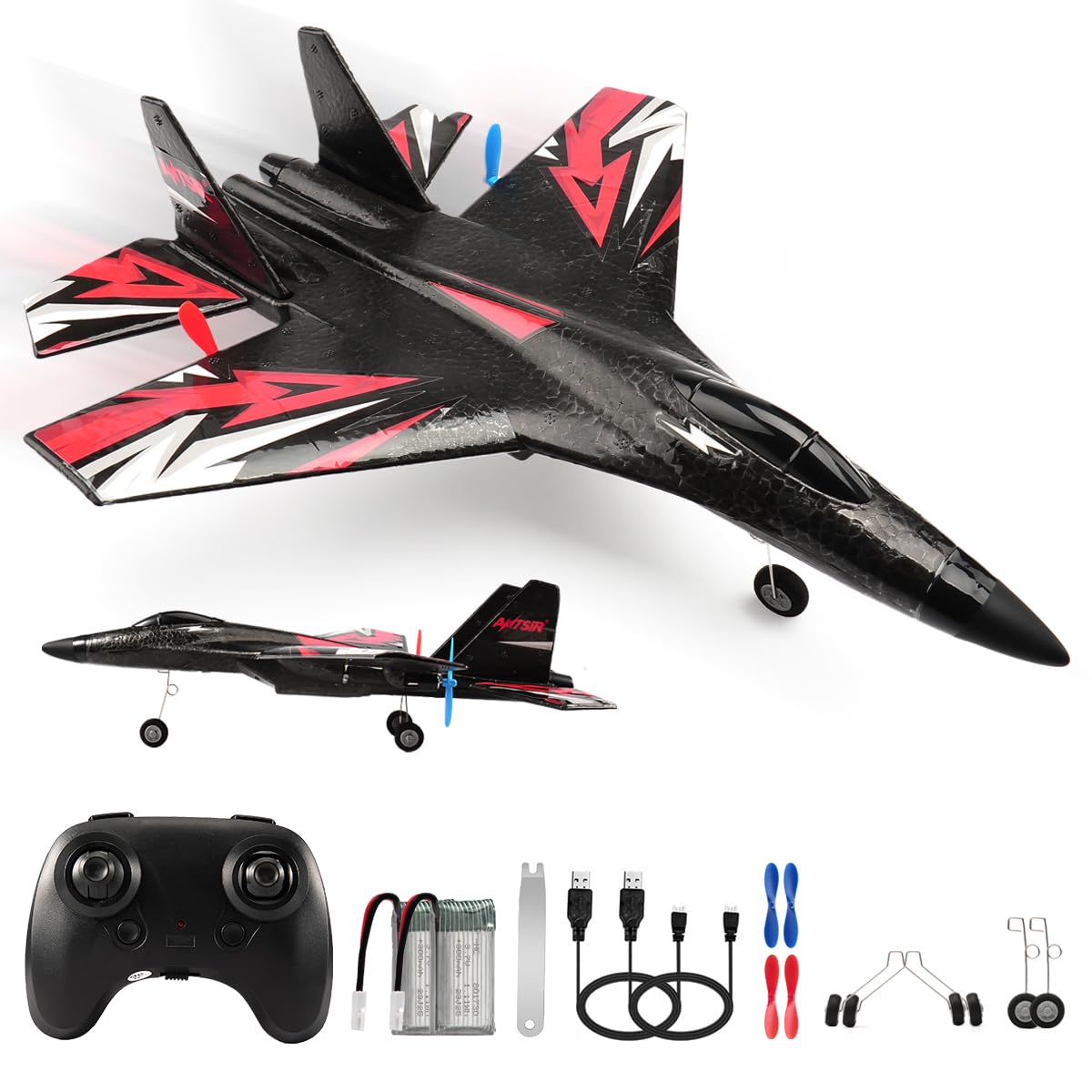RC Plane Remote Control Glider Airplanes 2.4 GHZ 2 Channels, Easy to Fly RC Fighter, Remote Control Aircraft with Automatic Balance Gyro for Adult Kids Beginner