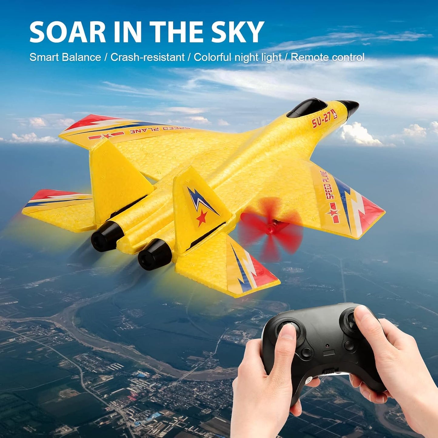 RC Plane Remote Control Glider Airplanes 2.4 GHZ 2 Channels, Easy to Fly RC Fighter, Remote Control Aircraft with Automatic Balance Gyro for Adult Kids Beginner