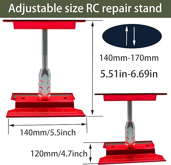 RC Car Repair Stand & Tool Set — 523PCS Screws, Screwdrivers for 1/8-1/18 RC Cars (Red)