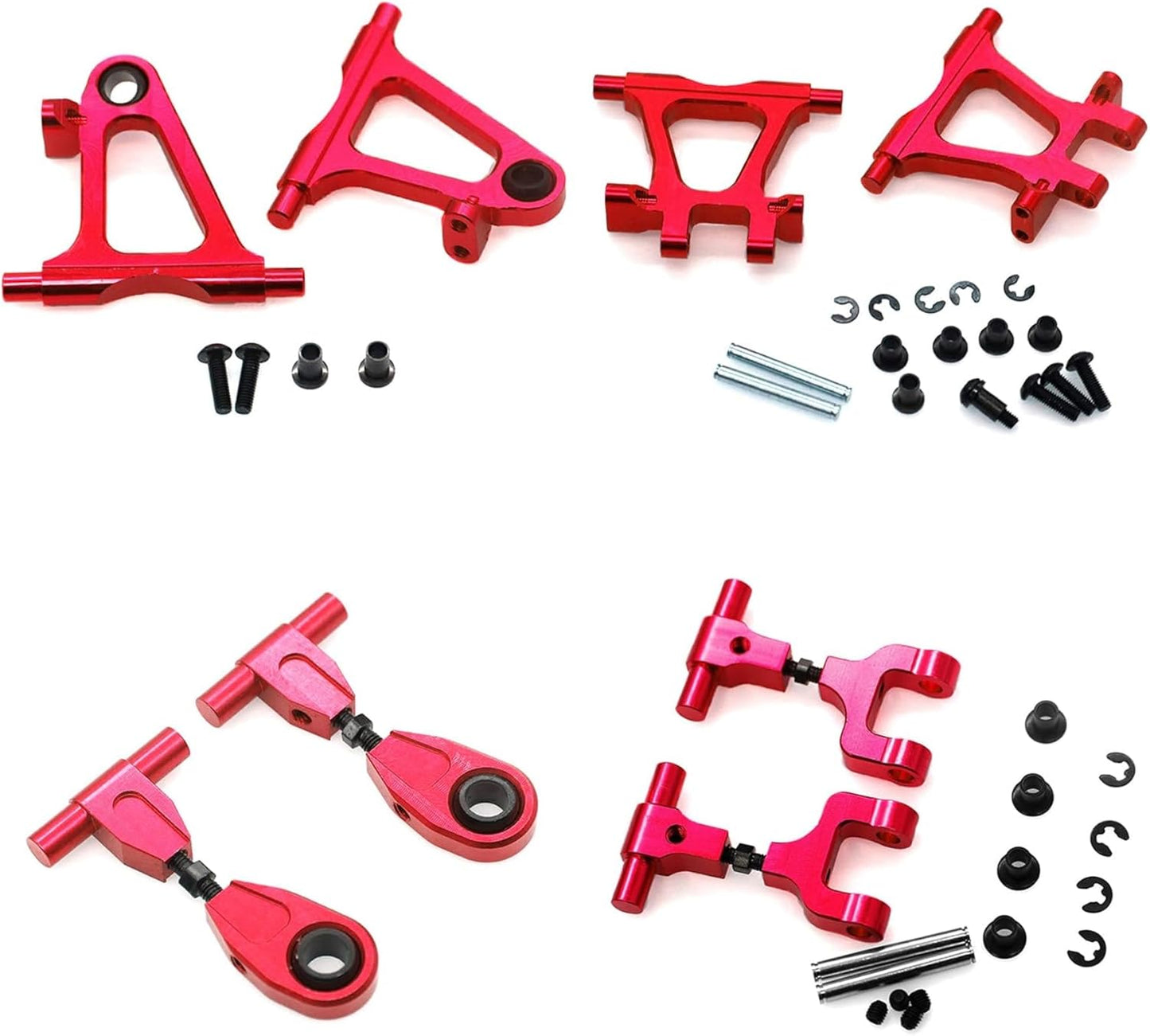 RC TT-02 Full Set Upgrade Kit Aluminum Drive Shaft Swing Arm Steering Cup CVD Bumper Motor Base Suspension Arms For Tamiya TT02 Upgrade Part 1/10 On Road Touring Rally Racing Car (Red 21PCS)