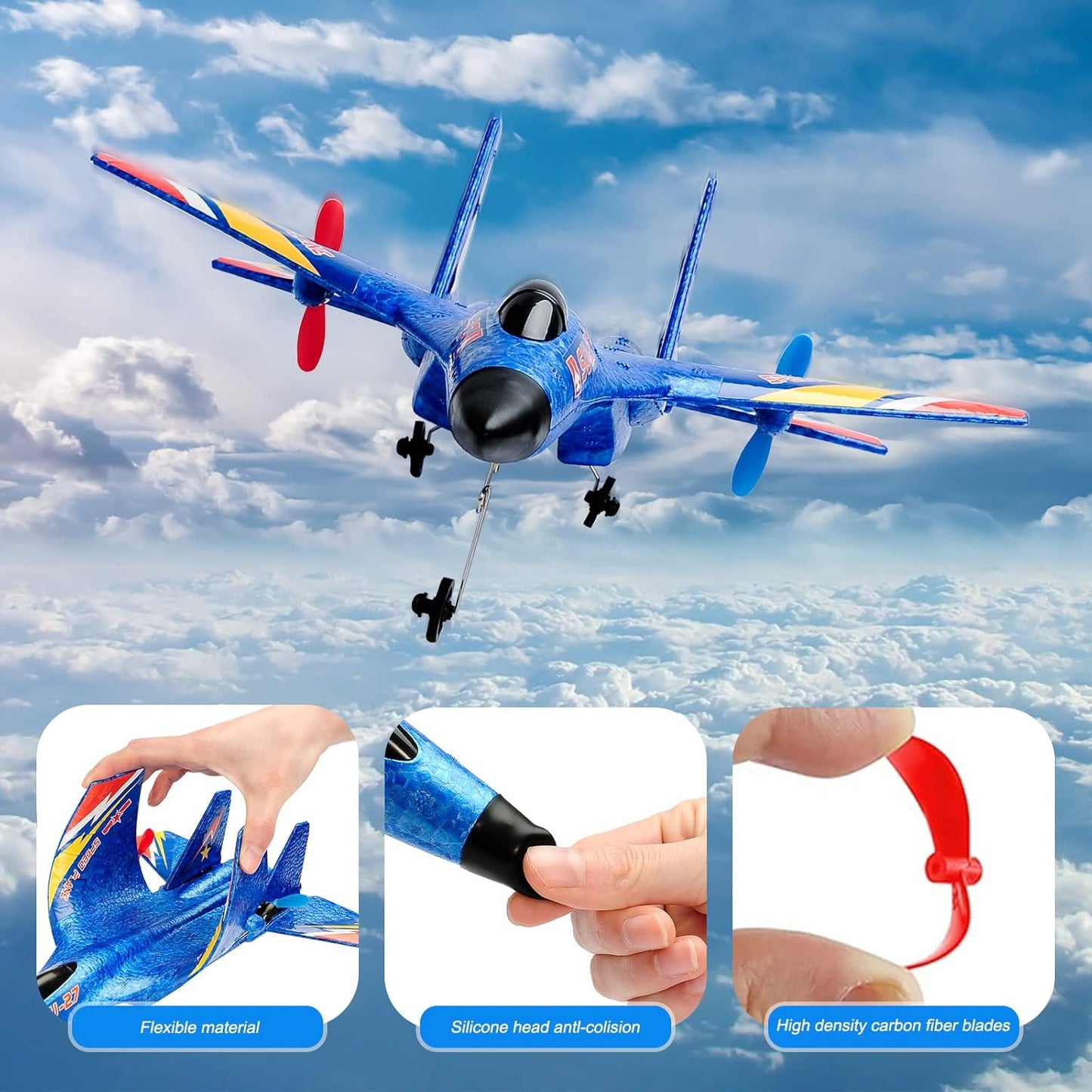 RC Plane Remote Control Glider Airplanes 2.4 GHZ 2 Channels, Easy to Fly RC Fighter, Remote Control Aircraft with Automatic Balance Gyro for Adult Kids Beginner
