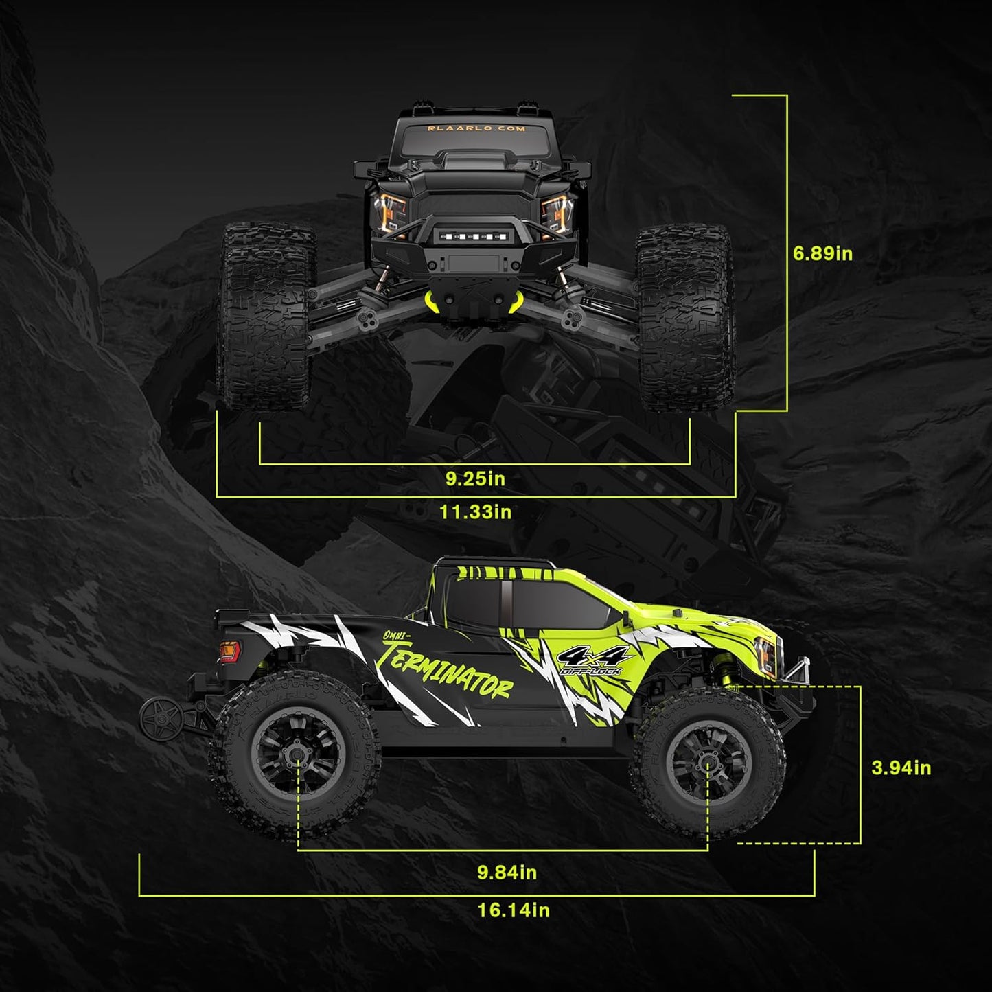RIAARIO RC Cars Mini 1:10 RTR Brushless RC Car for Adults Max 50 mph All Terrain Hobby Trucks Electric Off-Road Monster Trucks 4WD Remote Control Car Waterproof Truck with Carbon Fiber