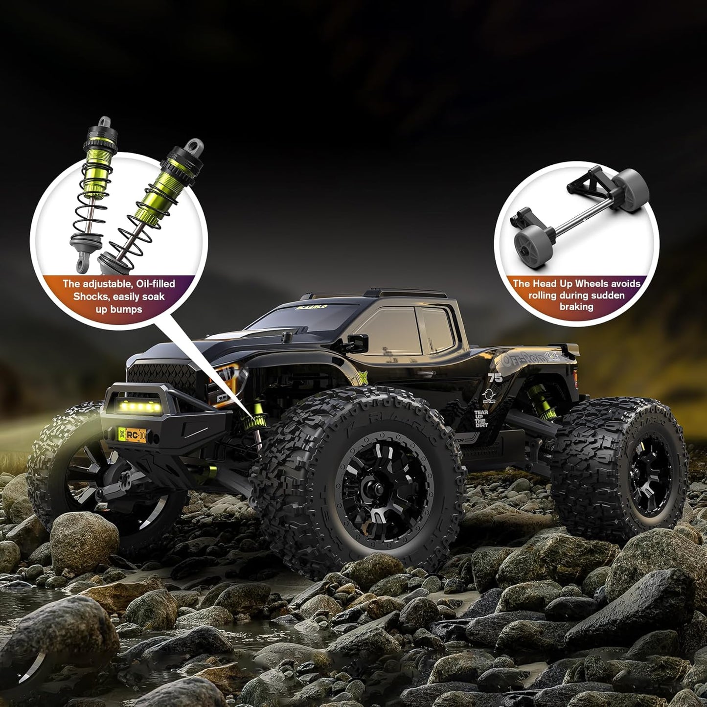RIAARIO RC Cars Mini 1:10 RTR Brushless RC Car for Adults Max 50 mph All Terrain Hobby Trucks Electric Off-Road Monster Trucks 4WD Remote Control Car Waterproof Truck with Carbon Fiber