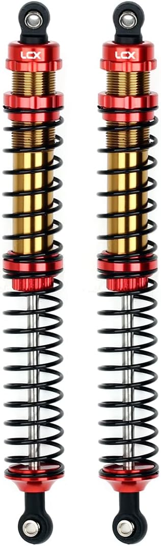 LCX Racing 1/10th RC Crawler Car 146mm 2PCS Metal Suspension Rear Shock Absorber Damper for RC Rock RC Crawler RC Truck Car Axial RBX10 Ryft AXI03005 AXI03009, Upgrades Parts Accessories (Red, 146mm)