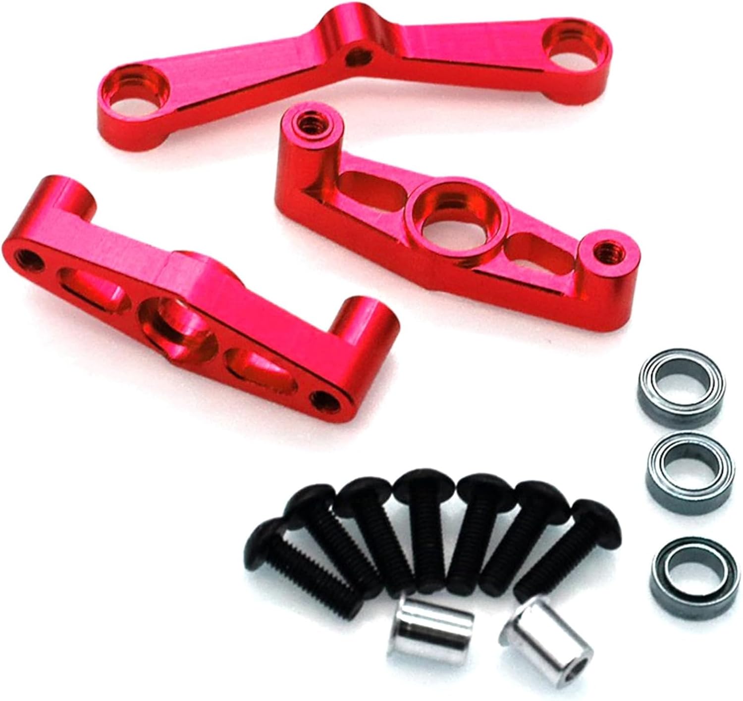 RC TT-02 Full Set Upgrade Kit Aluminum Drive Shaft Swing Arm Steering Cup CVD Bumper Motor Base Suspension Arms For Tamiya TT02 Upgrade Part 1/10 On Road Touring Rally Racing Car (Red 21PCS)