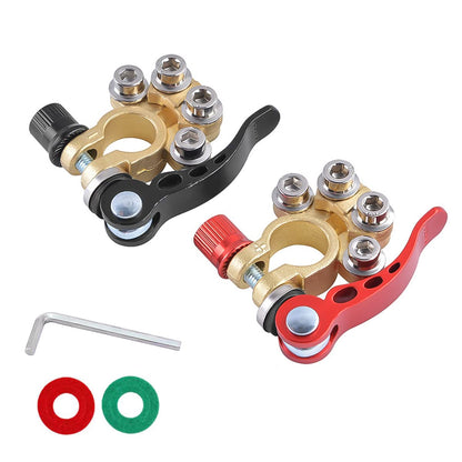 Car Battery Terminal Connectors, 2 Pcs 4 Way Quick Release Disconnect Car Battery Terminal for SAE/JIS Type A Posts, Compatible With Cars, Vans, Trucks and More