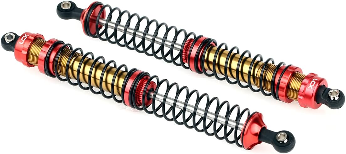 LCX Racing 1/10th RC Crawler Car 146mm 2PCS Metal Suspension Rear Shock Absorber Damper for RC Rock RC Crawler RC Truck Car Axial RBX10 Ryft AXI03005 AXI03009, Upgrades Parts Accessories (Red, 146mm)
