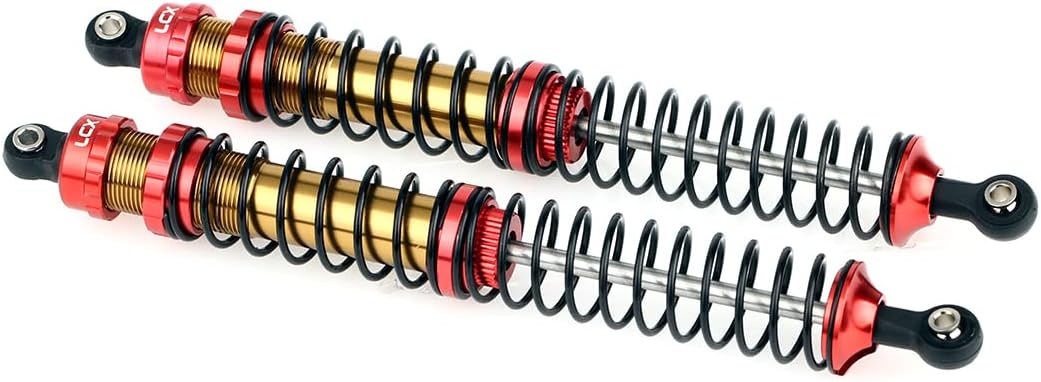 LCX Racing 1/10th RC Crawler Car 146mm 2PCS Metal Suspension Rear Shock Absorber Damper for RC Rock RC Crawler RC Truck Car Axial RBX10 Ryft AXI03005 AXI03009, Upgrades Parts Accessories (Red, 146mm)