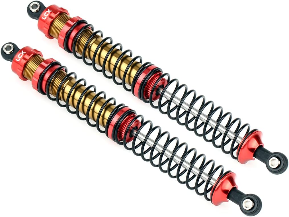 LCX Racing 1/10th RC Crawler Car 146mm 2PCS Metal Suspension Rear Shock Absorber Damper for RC Rock RC Crawler RC Truck Car Axial RBX10 Ryft AXI03005 AXI03009, Upgrades Parts Accessories (Red, 146mm)