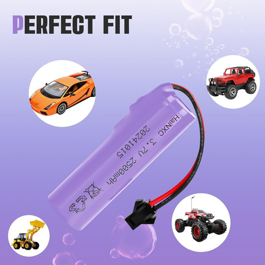 2 Pack 3.7V 2500mAh Li-ion Rechargeable Battery for Remote Control Cars Toy Monster Off-Road Trucks Racing RC Car，DE45 DE42 Remote Control Cars Size 2.67 * 0.7inch