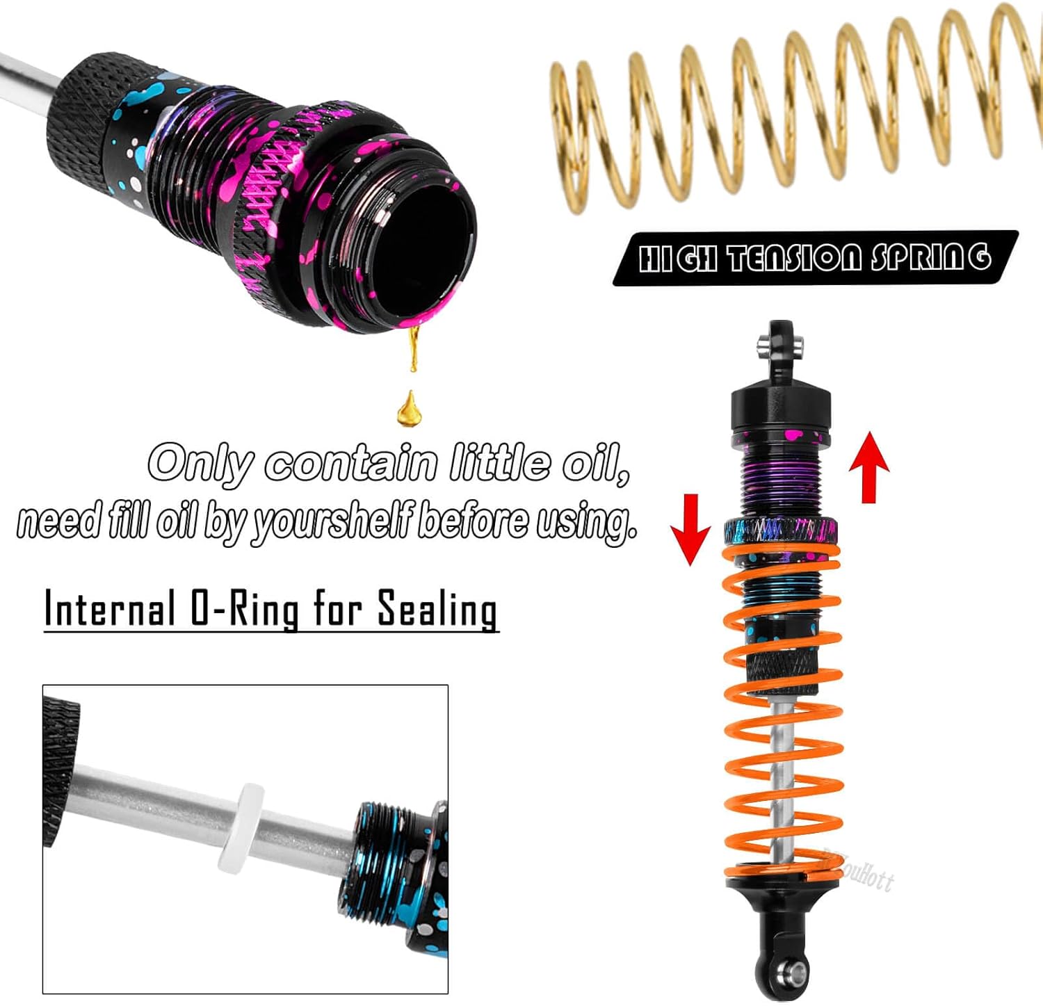 RC Upgrades Part Suspension Arm,Shock Absorber,Drive Shaft,Shock Tower,Caster Block,Steering Blocks,Stub Axle Carriers,Links,Bulkhead for 1/10 Rustler 2WD (VXL),Stampede 2WD (VXL),Colorful