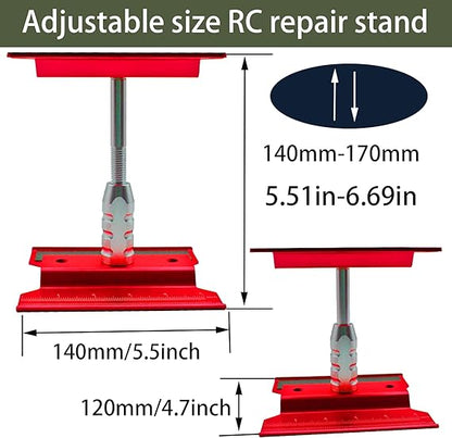 RC Car Repair Stand & Tool Set — 523PCS Screws, Screwdrivers for 1/8-1/18 RC Cars (Red)