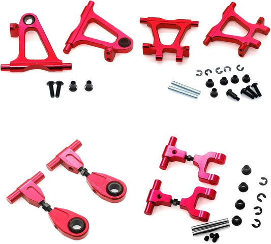 RC TT-02 Full Set Upgrade Kit Aluminum Drive Shaft Swing Arm Steering Cup CVD Bumper Motor Base Suspension Arms For Tamiya TT02 Upgrade Part 1/10 On Road Touring Rally Racing Car (Red 21PCS)