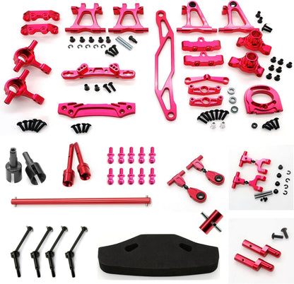 RC TT-02 Full Set Upgrade Kit Aluminum Drive Shaft Swing Arm Steering Cup CVD Bumper Motor Base Suspension Arms For Tamiya TT02 Upgrade Part 1/10 On Road Touring Rally Racing Car (Red 21PCS)
