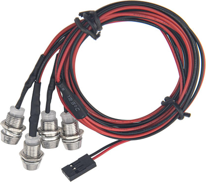 2Pack HIRCQOO 4LED RC Car LED Light Headlights Taillight Lighting with JR Y Cable Compatible with Traxxas HSP Tamiya Redcat RC4WD Axial HPI Kyosho Arrma 1/8 1/10 1/12 RC Car,2Red & 2White (5mm LEDs)
