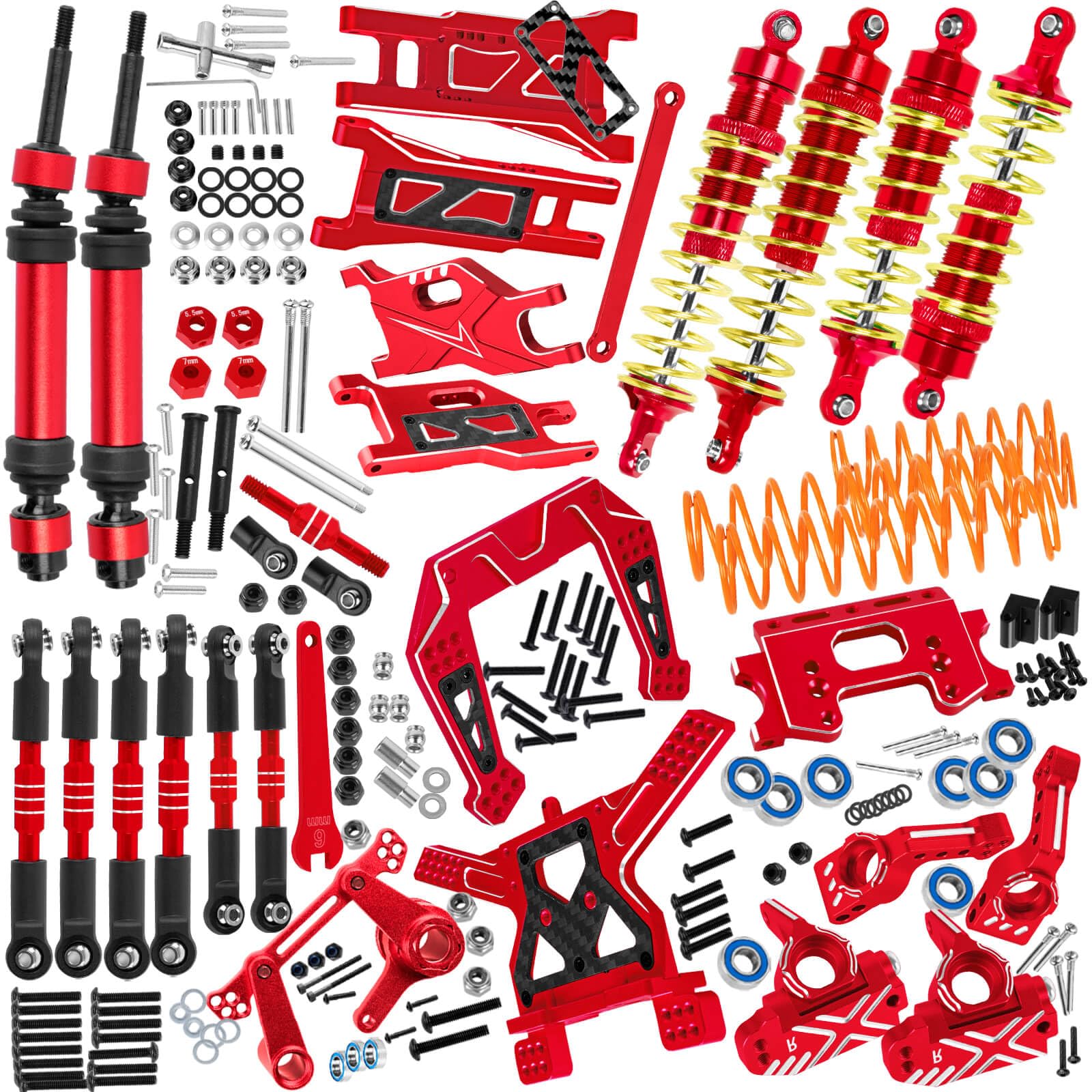 RC Upgrades Part Suspension Arm,Shock Absorber,Drive Shaft,Shock Tower,Caster Block,Steering Blocks,Stub Axle Carriers,Links,Bulkhead for 1/10 Rustler 2WD (VXL),Stampede 2WD (VXL),Colorful