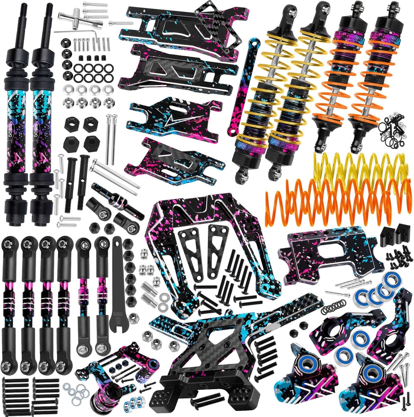 RC Upgrades Part Suspension Arm,Shock Absorber,Drive Shaft,Shock Tower,Caster Block,Steering Blocks,Stub Axle Carriers,Links,Bulkhead for 1/10 Rustler 2WD (VXL),Stampede 2WD (VXL),Colorful