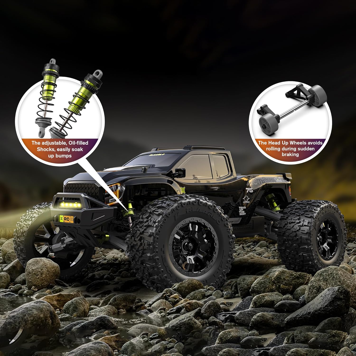 RIAARIO RC Cars Mini 1:10 RTR Brushless RC Car for Adults Max 50 mph All Terrain Hobby Trucks Electric Off-Road Monster Trucks 4WD Remote Control Car Waterproof Truck with Carbon Fiber
