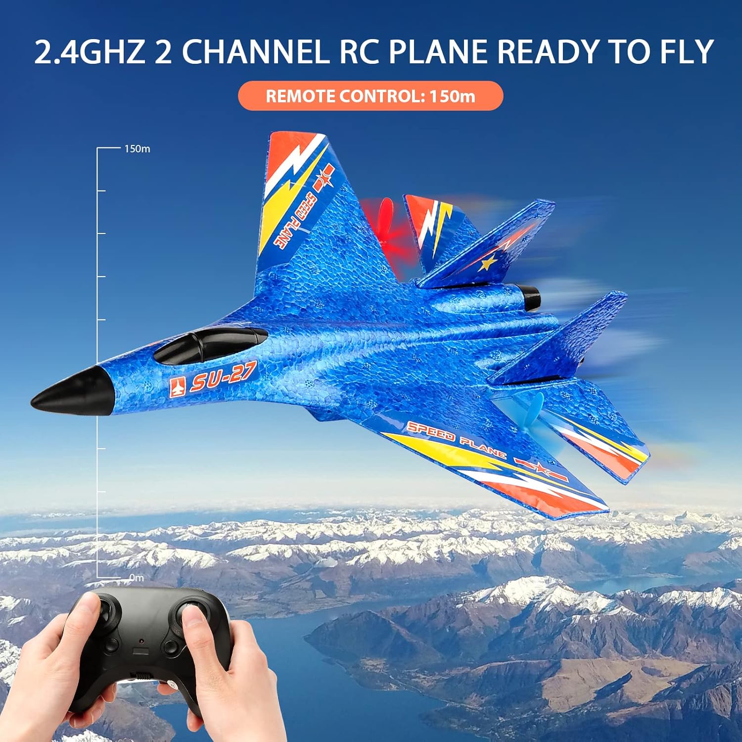 RC Plane Remote Control Glider Airplanes 2.4 GHZ 2 Channels, Easy to Fly RC Fighter, Remote Control Aircraft with Automatic Balance Gyro for Adult Kids Beginner