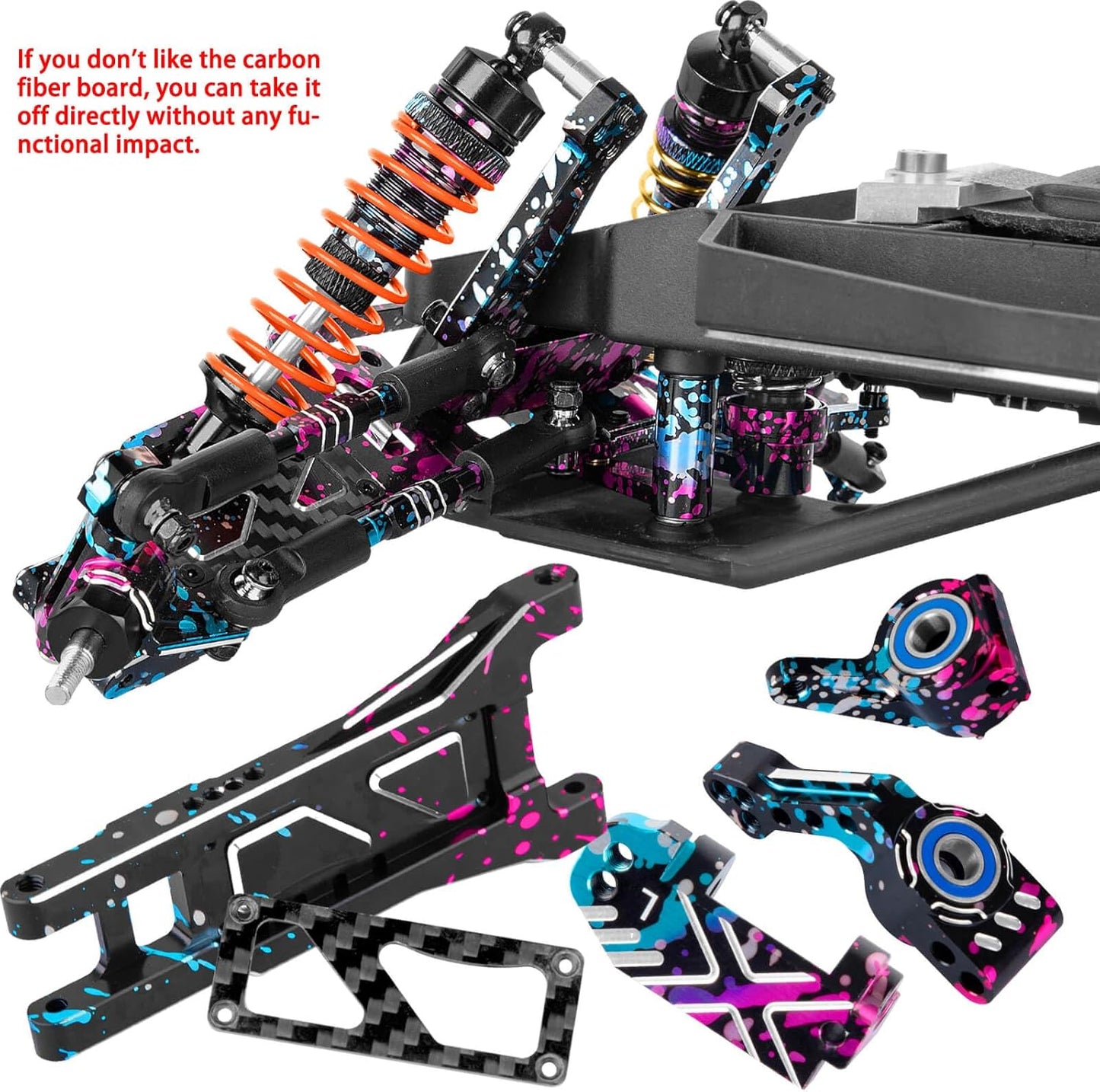 RC Upgrades Part Suspension Arm,Shock Absorber,Drive Shaft,Shock Tower,Caster Block,Steering Blocks,Stub Axle Carriers,Links,Bulkhead for 1/10 Rustler 2WD (VXL),Stampede 2WD (VXL),Colorful