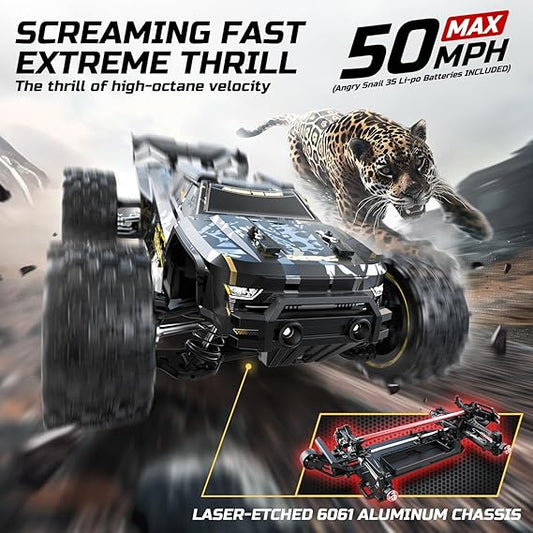 Fast Brushless RC Car — 4x4, 50+ MPH, Waterproof Off-Road Truggy w/ 2×3S LiPo Batteries for Adults & Boys, All-Terrain: Snow, Sand, Mud
