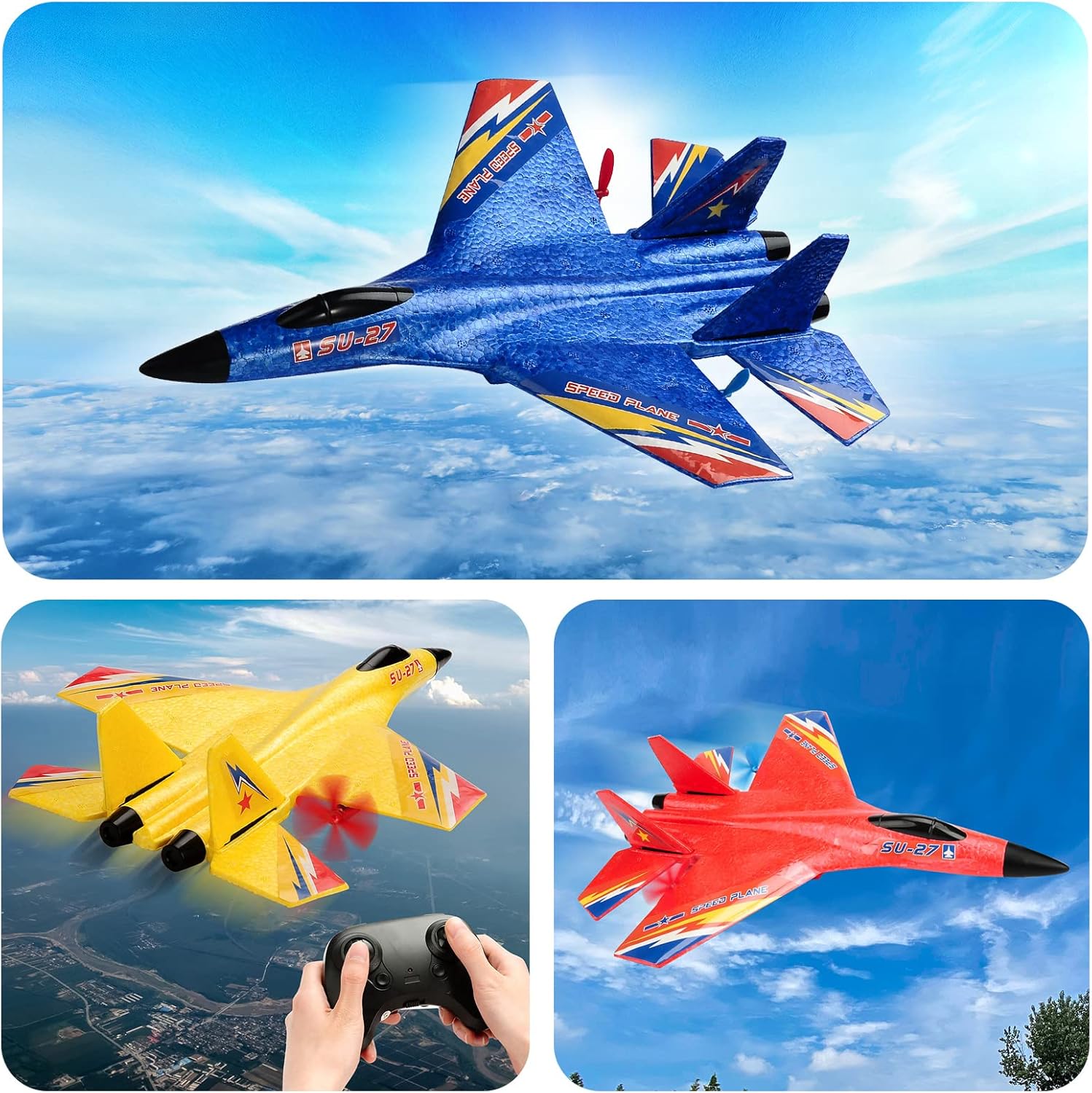 RC Plane Remote Control Glider Airplanes 2.4 GHZ 2 Channels, Easy to Fly RC Fighter, Remote Control Aircraft with Automatic Balance Gyro for Adult Kids Beginner